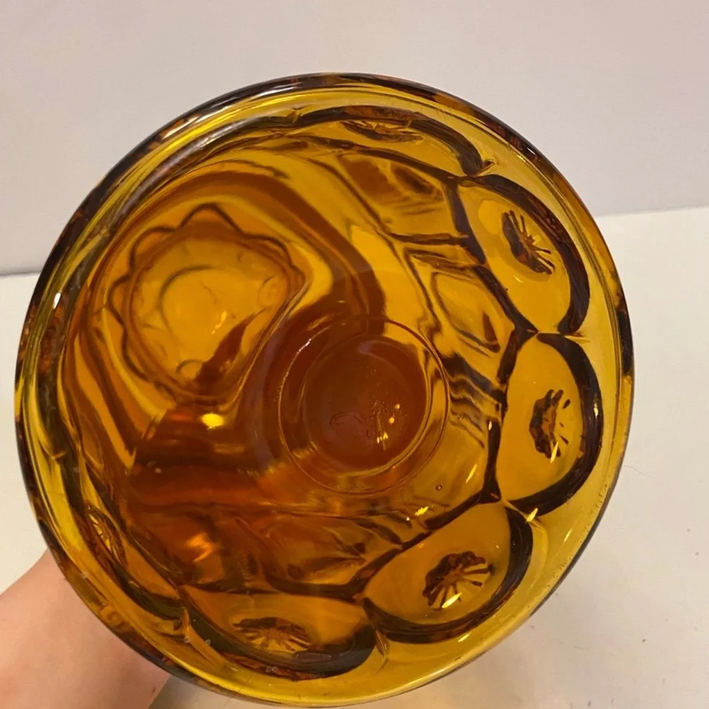 Vintage LE Smith Moon and Stars Amber Glass Cannister 9.5”